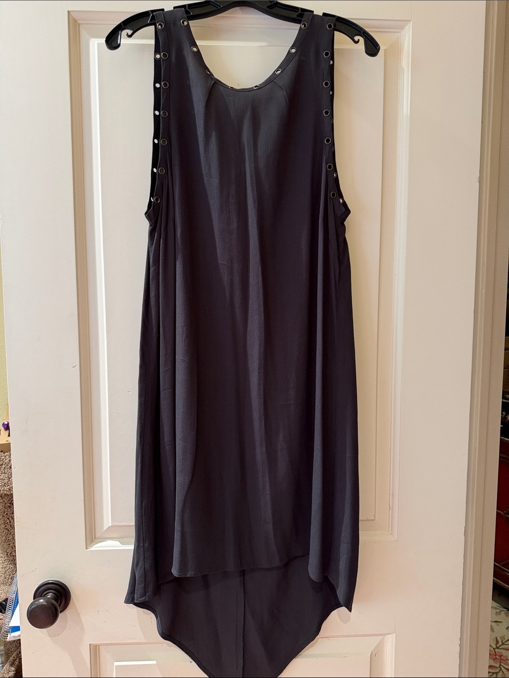 ASTR Black Sleeveless Hi-Low Eyelet-Trim Dress
